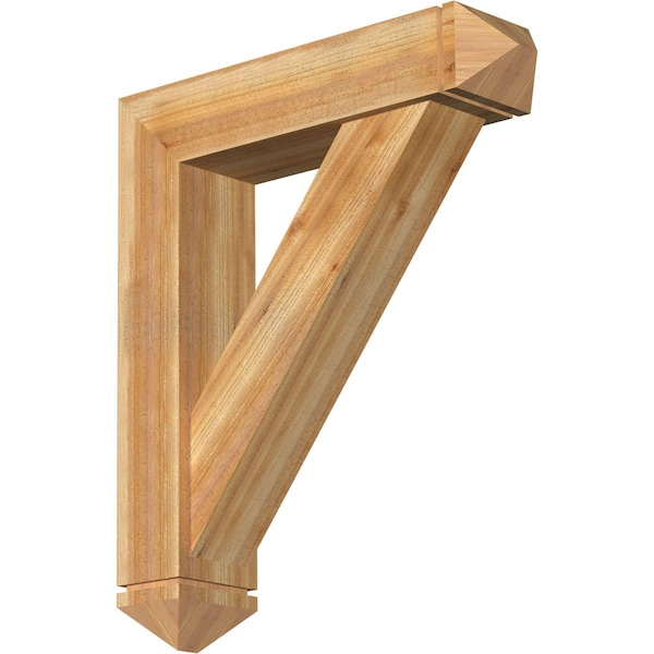 Ekena Millwork Traditional Arts and Crafts Rough Sawn Bracket w/ Offset Brace, Western Red Cedar, 8"W x 34"D x 40"H BKT0806X34X40TRA03RWR - main